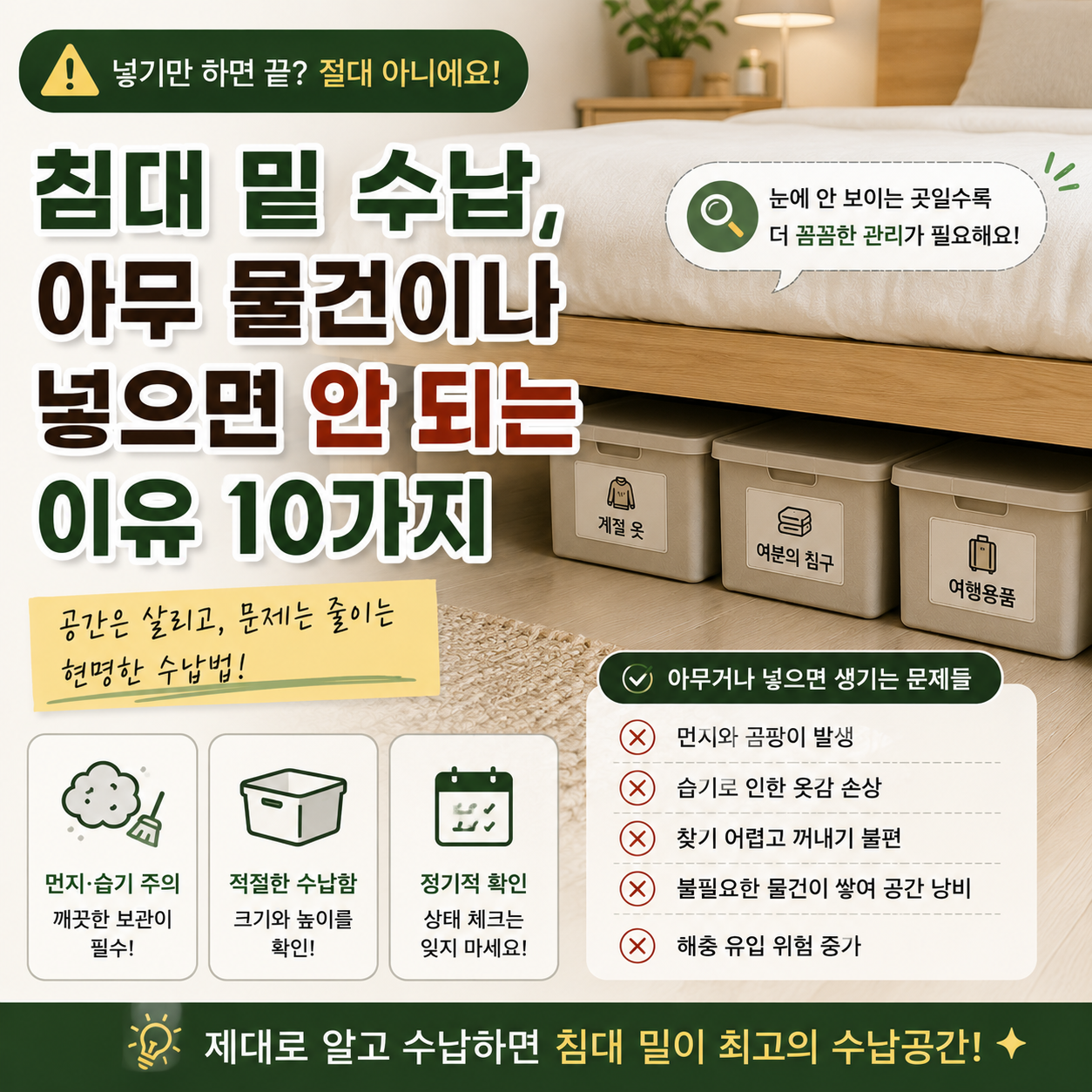 침대 밑 수납 방법