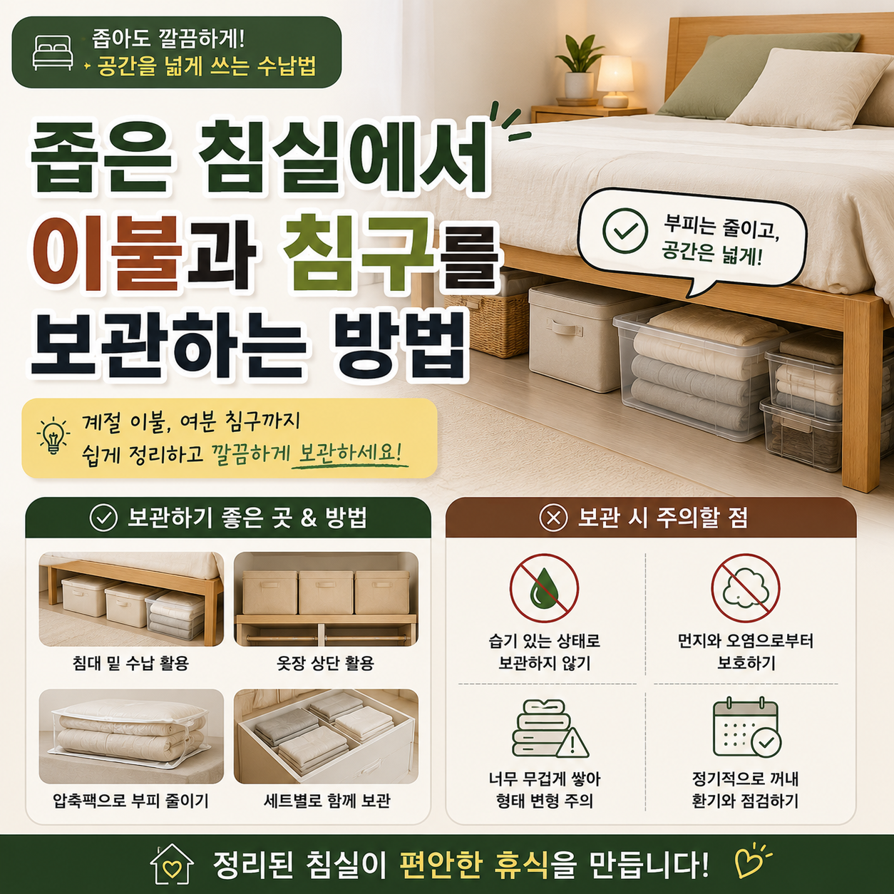 좁은 침실 이불 침구 보관 방법