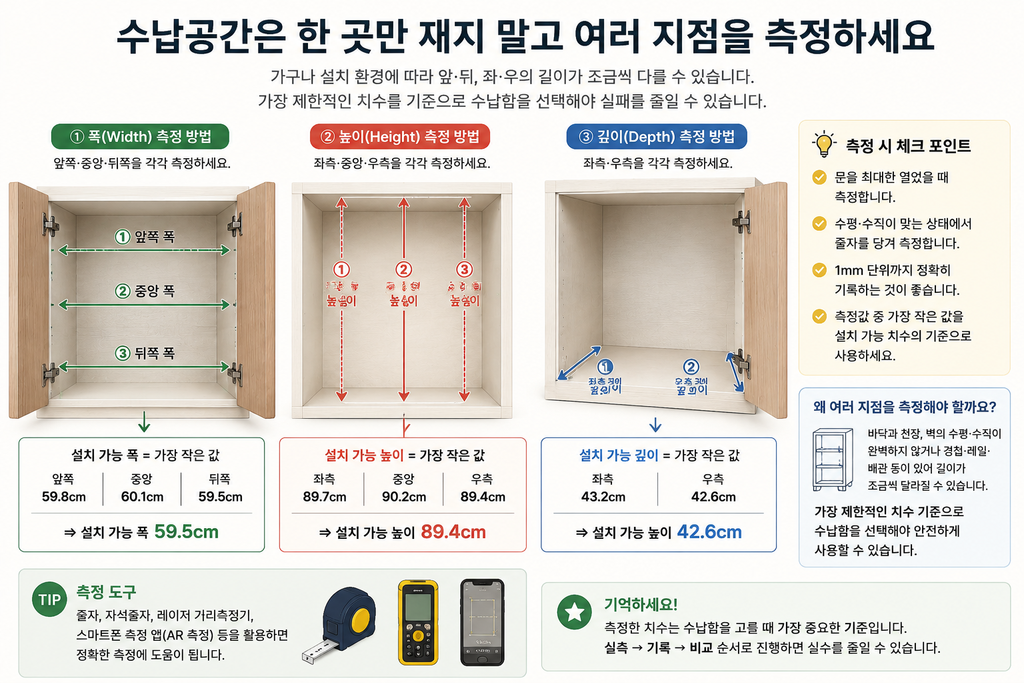 수납함 크기가 맞지 않는 이유, 공간 측정부터 해야 하는 이유 1 수납 공간 측정 방법