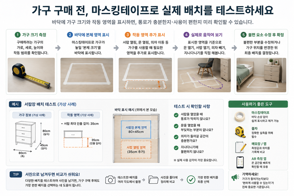 좁은 집 가구 배치에 필요한 최소 통로 폭은? 생활 동선을 방해하지 않는 공간 설계 3 실제 배치 테스트
