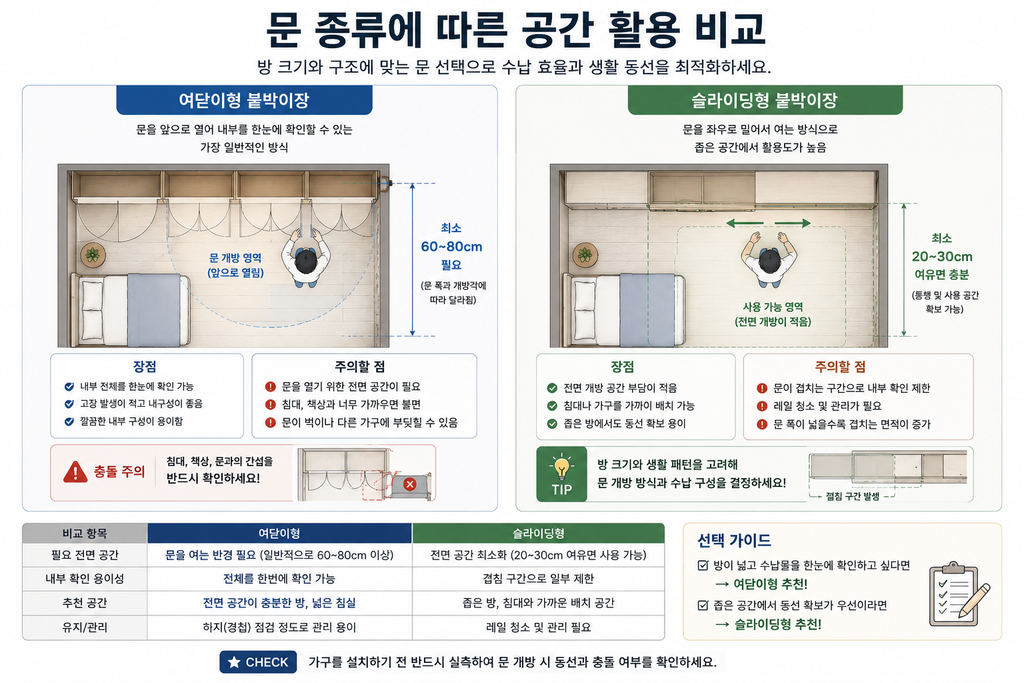 문 종류에 따른 공간 활용 비교