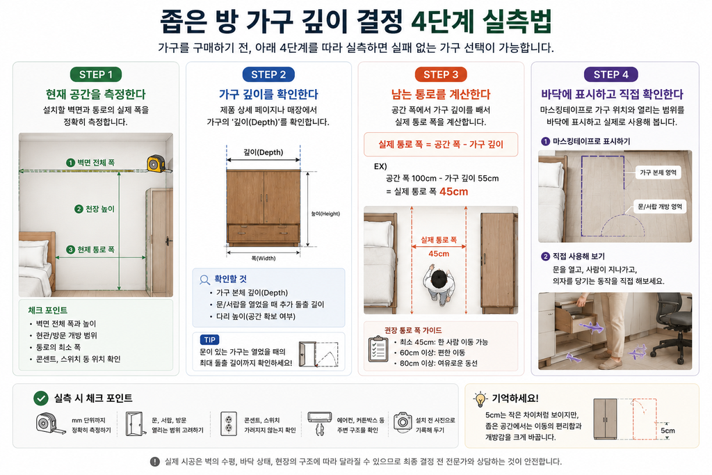 좁은 방 가구 깊이 결정