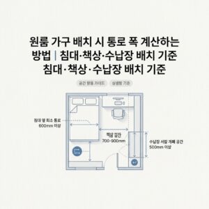 ai thumbnail minimal 원룸 가구 배치 시 통로 폭 계산하는 방법｜침대·책상·수납장 배치 기준 1788488212