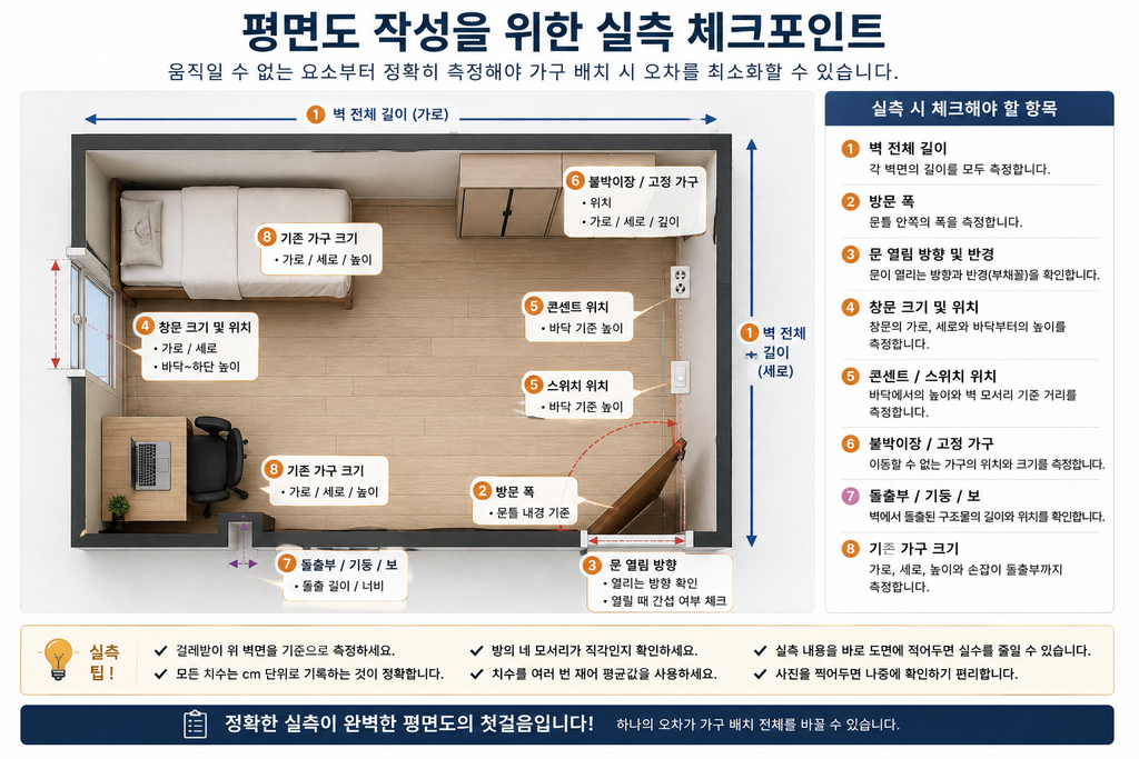 평면도 작성을 위한 실측 체크