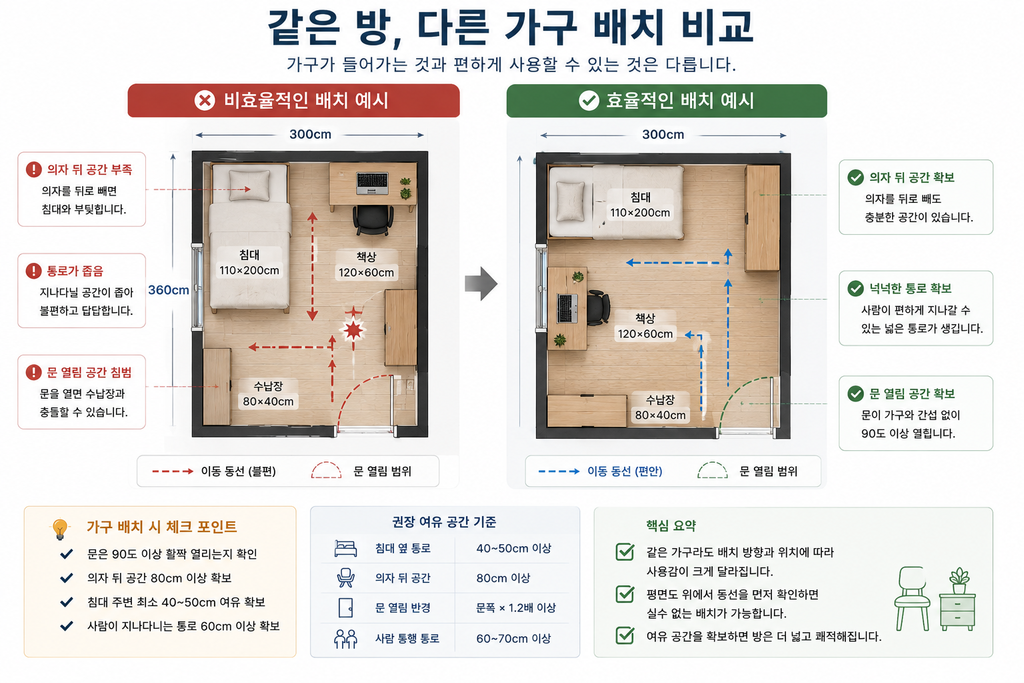 같은 방 다른 가구 배치 비교