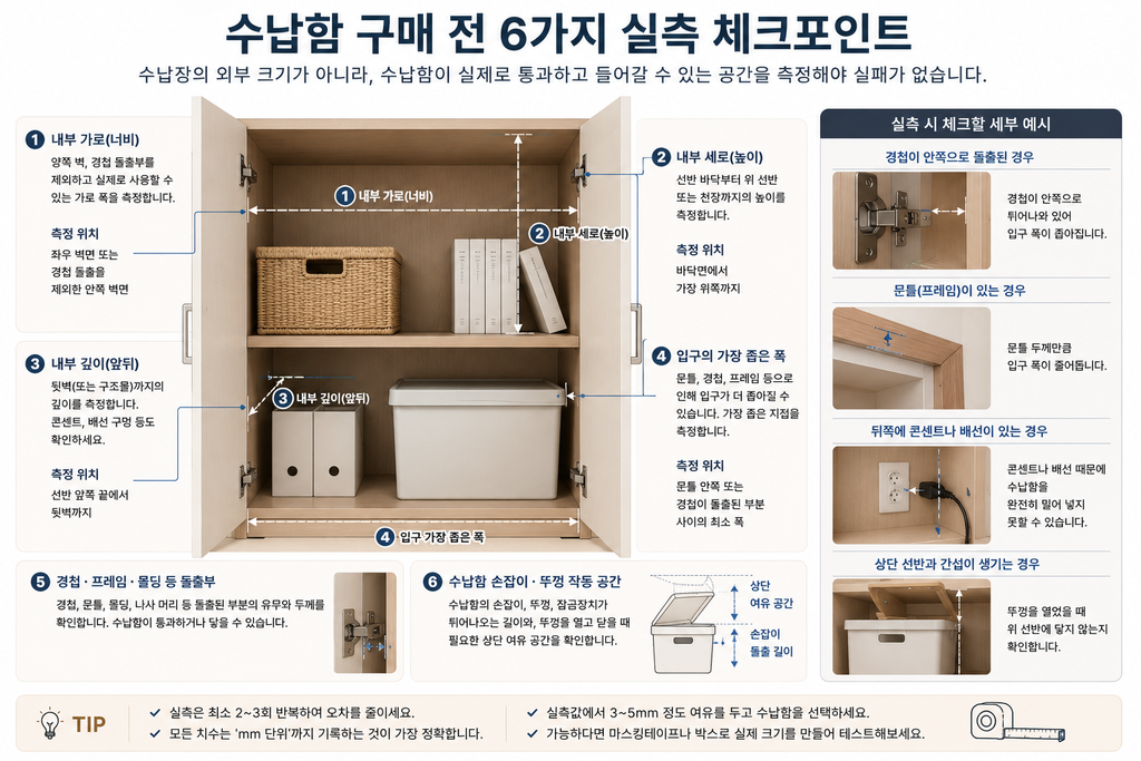 수납함 사기 전 꼭 재야 하는 치수 6가지|실패 없는 수납함 고르는 법 1 수납함 구매 전 6가지 실측체크 포인트