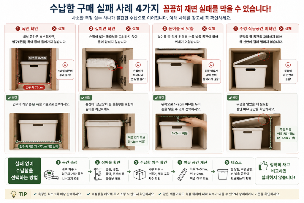 수납함 사기 전 꼭 재야 하는 치수 6가지|실패 없는 수납함 고르는 법 3 수납함 구매 실패 가례 4가지