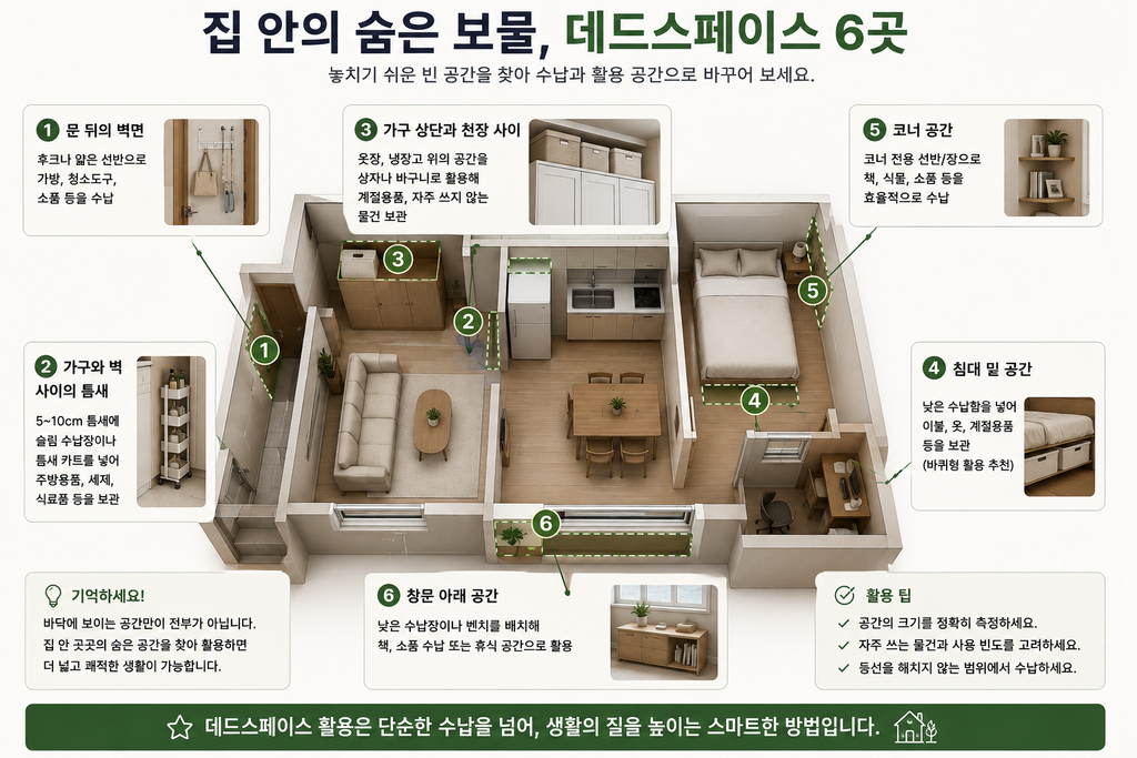 좁은 집에서 데드스페이스 찾는 방법|사용하지 않는 공간 점검표 1 집안의 숨은 데드스페이스