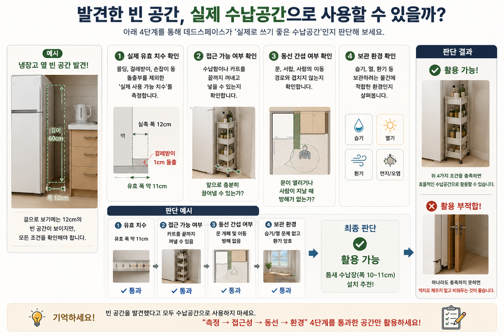 좁은 집에서 데드스페이스 찾는 방법|사용하지 않는 공간 점검표 2 발견한 빈 공간 실제 수납공간으로 사용가능한