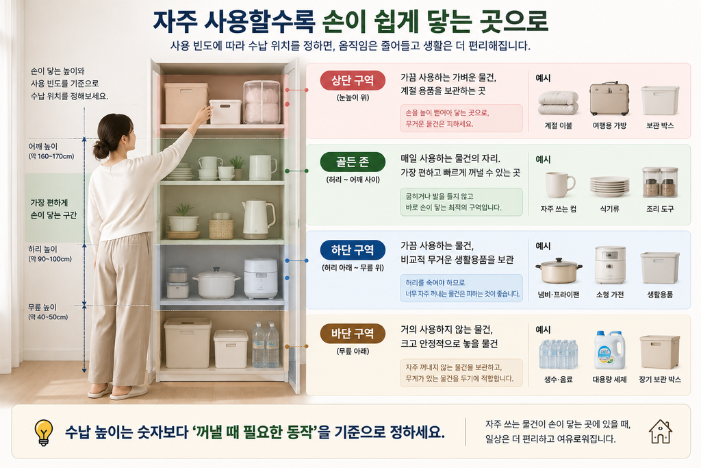 사용 빈도에 따른 물건 보