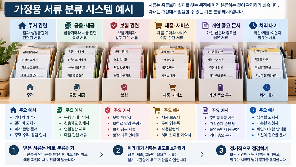 책과 서류가 쌓이지 않게 정리하는 방법|보관·폐기 판단 기준 2 가정용 서류 분류 시스템